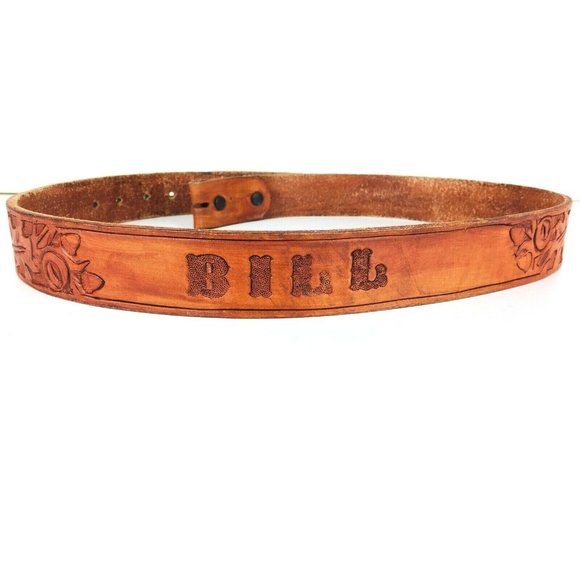Vintage Other - VTG Custom Tooled Leather Acorns and Leaves "Bill" Replacement Belt No B…